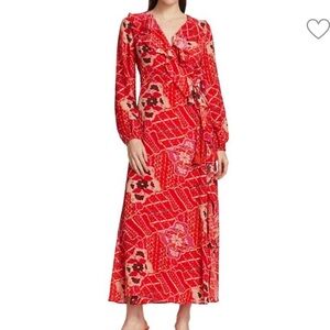 Figue Arabella Ruffle Trim Wrap Dress. Size M